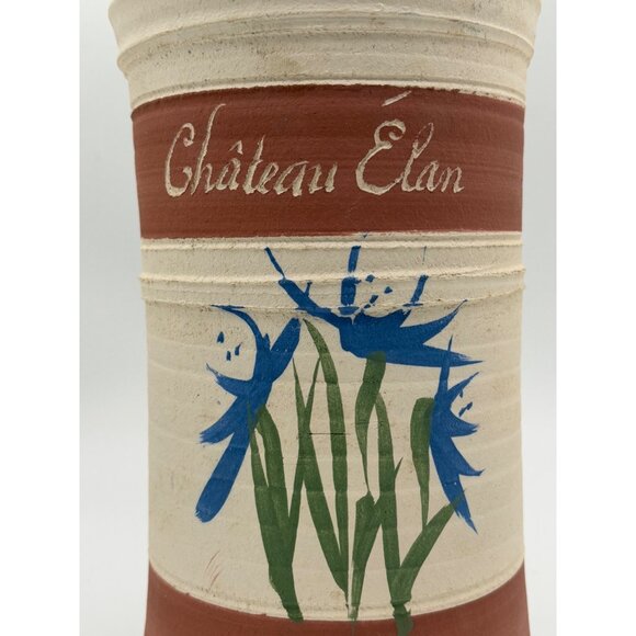 Vintage Signed Wine Chiller Pottery Vase Wine Chateau Elan 9" - Picture 8 of 13